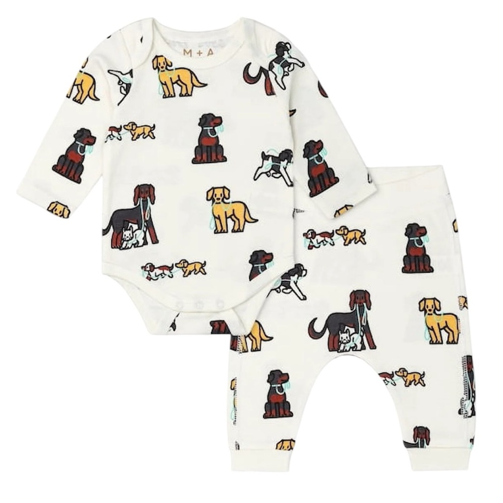 M+A by Monica + Andy Organic Cotton Gender Neutral Bodysuit + Groove Pant Set